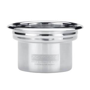 lot 10363 image: Normcore 58mm to 49mm Step-Down Portafilter Basket Kit �� Tapered Interior, 0.28mm Holes �� Fits 58 mm Bottomless Portafilters �� Includes 49mm Dosing Funnel, 0.8mm Puck Screen, 200 Papers