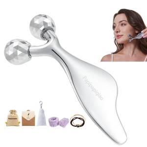 lot 10377 image: 3D Metal Facial Roller Massager- Improves Complexion & Remove Eye Wrinkles, Face Massage Tool - Skin Tightening & Toning, Gua ShaTool-Tightens & Tones Skin Appearance,Mothers Day Gifts for Women