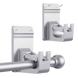 lot 10381 image: Universal Heavy Duty Curtain Rod Brackets, No Drill Curtain Rod Brackets with Adhesive & Invisible Nail, 30LB Load Curtain Rod Holders, Damage Free Curtain Rod Hooks for Wall, Bathroom, Kitchen 2PC