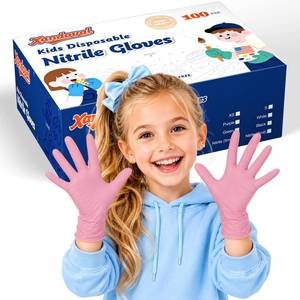 lot 10386 image: Xandoval Kids Disposable Gloves, 5-Mil Safe Pink Nitrile, Small, 100Ct