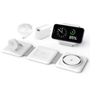 lot 10409 image: Charging Station for Apple Multiple Devices - 3 in 1 Foldable Magnetic Wireless Charger Dock - Travel Charging Pad for iPhone 17 16 15 14 13 12 Pro Max Plus Watch & Airpods
