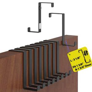 lot 10415 image: Menz Over the Door Hooks 10 Pack, 2-Sided Fits 1 38 & 1 34 Door, Bathroom Towel Hook with Anti-Scratch Pads, and Non-Slip Dots, L 3 Wreath Hanger Thin Overdoor Organizer Dorm Travel Essentials
