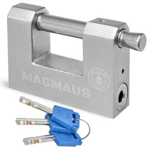 lot 10432 image: Magmaus� RTL80 Armoured High Security Padlock �� Heavy Duty Container Lock with 0.74 Shackle Clearance & 0.39 Thick Bolt �� Weatherproof Outdoor Lock for Storage Unit, Shed, Gate, Garage - 3 Keys