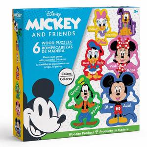 lot 10436 image: MasterPieces Disney Educational Puzzles - 6-Pack Mini Shaped Wood Jigsaw Puzzles, Mickey Mouse & Friends - Ages 3