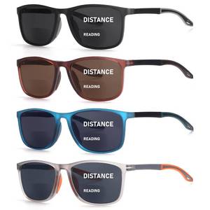 lot 10448 image: BLOEXCLU Bifocal Reading Sunglasses for Men UV400 Protection Outdoor Bifocals Sun Readers Men Women Reading Glasses (4 Mixed A, 2, Diopters)