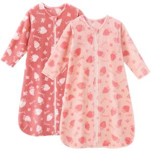 lot 10454 image: Unnivoll Fleece Baby Sleep Sack 12-18 Months Long Sleeve 2.0 Tog Baby Wearable Blanket with 2-Way Zipper Warm Sleeping Sack for Toddler Infant - Large Pink White Strawberry