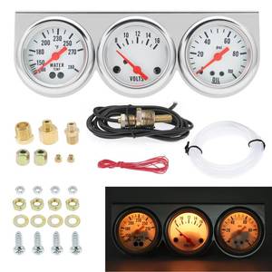 lot 10462 image: MAIMEIMI 2 inch 52mm Triple Gauge kit with Dashboard, 3 in 1 Car Meter Auto Gauge Set Volt Meter Water Temperature Gauge Oil Pressure Gauge with LED Light for Cars Tractor Trucks (White)