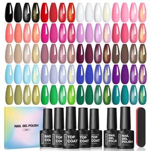 lot 10476 image: COSCELIA 25PCS Gel Nail Polish Set Fall Colors Gel Nail Polish Soak Off with Glossy Matte Silver Golden Glitter Top Coat Red Brown Black White Green DIY Gifts for Women Girls
