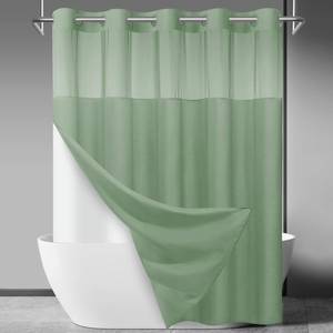 lot 10485 image: SORTTO Ringless Slub Shower Curtain with Snap in Liner, 71x74, Sage