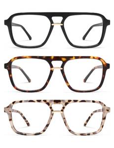 lot 10492 image: AMOMOMA 3 Pack Trendy Aviator Reading Glasses for Women Men 1.00