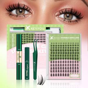 lot 10498 image: KEYYOU Fairy Lash Clusters Kit Wispy Natural Eyelash Extensions DIY Lashes