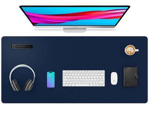 lot 11132 image: Aothia PU Leather Desk Pad Non-Slip Desk Mat Dark Blue 36 x 17 Inch