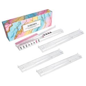 lot 11149 image: HayZBao Mahjong Tile Racks 4-Pack Clear Acrylic Non-Slip With Pushers