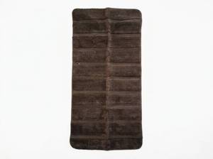 lot 11164 image: Brown Bathroom Rug Runner with Ribbed Stripe Pile and Rubber Backing 4x2ft