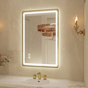Jing Yi Ming Jing LED Bathroom Mirror 20"x28" Gold Framed Lighted Wall Mounted | Retail $119.99