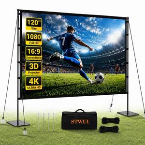 lot 11179 image: STWUI Outdoor Projector Screen with Stand 120 Inch 169 Portable