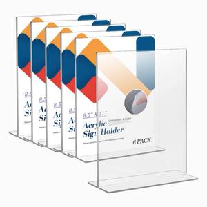 lot 11187 image: Relx Acrylic Sign Holder 8.5 x 11 Double Frame Flyer Holder 6 Pack