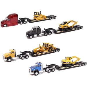 lot 12852 image: Diecast Masters 187 Caterpillar Machine Set with Semi Truck & Lowboy 84415