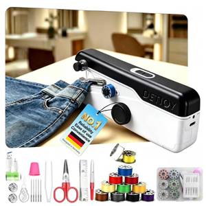 lot 12858 image: Detioy Portable Manual Mini Sewing Machine 3-in-1, Dark Black