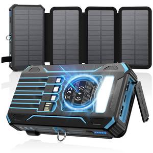 lot 12865 image: SOARAISE Solar Power Bank 48000mAh Wireless Charging with 4 Cables