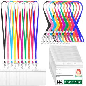 lot 12886 image: Honoson 100 Sets Name Tag Lanyards with Plastic Badge Holders Multicolor