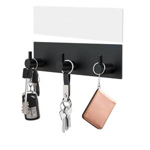lot 12906 image: VISV Adhesive Key Holder Wall Mount 3 Hooks Black