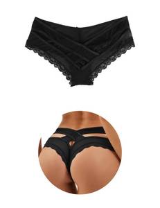 lot 12912 image: Ohmydear Womens Lace Thong Panties Crisscross Plus Size Underwear