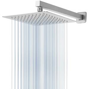 lot 13372 image: Voolan 10 Inch Square Rain Shower Head with 16 Inch Extension Arm, Chrome