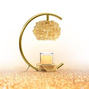 lot 13379 image: Yeuslor Gold Candle Warmer Lamp for Jar Candles, Adjustable Brightness & Timer