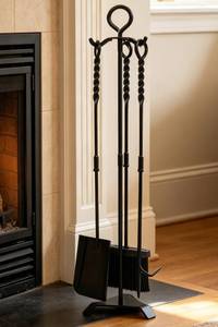 lot 13404 image: CKLT Fireplace Tool Set 4 Pcs with Stand 30in Manganese Steel