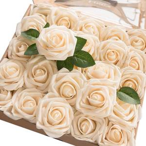 lot 13408 image: Lings Moment Artificial Cream Roses 25 Pcs With Stems