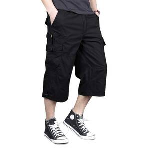 lot 14185 image: MAGNIVIT Mens Long Cargo Capri Shorts Below Knee Black Size 34