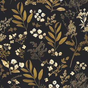 lot 14196 image: Laatse Vintage Floral Peel and Stick Wallpaper 17.5 x 118 In Black Gold