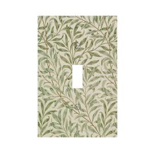 lot 14214 image: Lolreai Light Switch Plate Cover 1 Gang Single Toggle Morris Willow Leaf Green