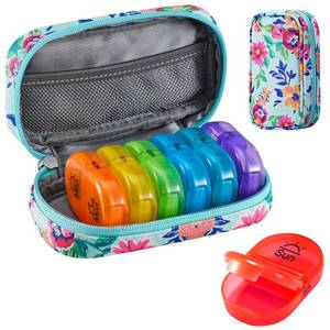 lot 14231 image: Serfeymi Weekly Travel Pill Organizer 7 Day AM PM Pill Box