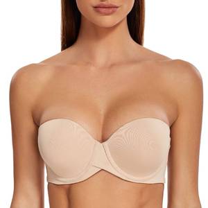 lot 14263 image: MELENECA Womens Stay Put Padded Underwire Strapless Push Up Bra Beige 32B