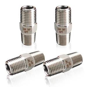 lot 14268 image: Gadoutcover Stainless Steel Hex Pipe Nipple 14 NPT Male x Male 4 Pack