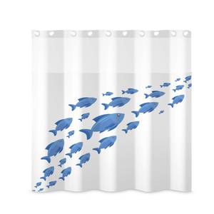 lot 14271 image: Shower Curtain 71 Inch Coastal Set with 2 Liners Without Hooks