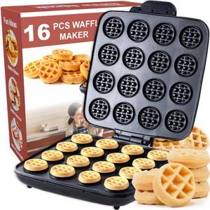 lot 17599 image: Laven Birch Mini Waffle Maker 16-Hole Nonstick Plates