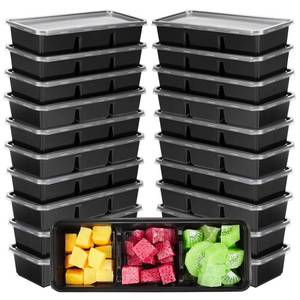 lot 17602 image: Hushee 10 Pack 17 oz Disposable Meal Prep Containers Snack Boxes Black