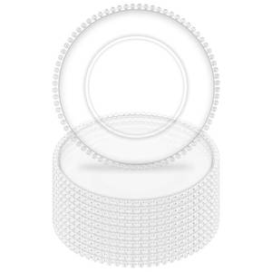 lot 17606 image: Tomeurperf Clear Charger Plates 13 Inch Beaded Rim 10 Pcs