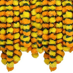 lot 17608 image: Marubhumi Artificial Marigold Flower Garland 5 Ft Mango Yellow 5 Pcs