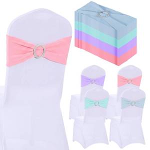 lot 17623 image: Gyctgav Spandex Chair Sashes 48 Pcs 4 Colors Stretch Chair Bands with Buckle