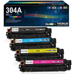 lot 17640 image: OFFICE-COLOR Toner Cartridge 4-Pack Replacement for HP 304A CP2025 CM2320  Retail $115