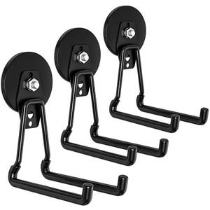 lot 17644 image: Lvoess Magnetic Garage Hooks 3-Pack Large Rubber-Coated Utility Hooks
