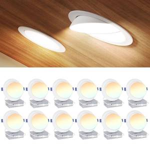 lot 17652 image: Ensenior 6 Inch Gimbal LED Recessed Light 5CCT 12W 1200LM 12 Pack  Retail $139.99