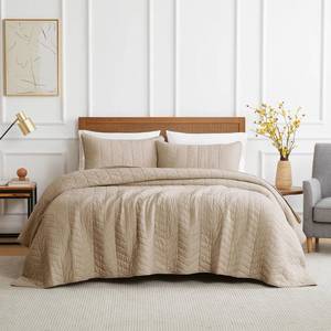 lot 17655 image: Palassio Dark Beige Cotton Quilt Coverlet Set Twin 68x86 Inches