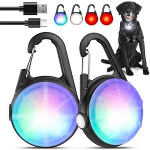 lot 18367 image: POEEY 2 Pack Dog Collar Light Clip On Rechargeable 4 Modes RGB