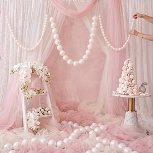 lot 18379 image: Motionchic 3 Pcs 9ft Jumbo Pearl Garland for Wedding Arch 2.95in 1.97in White
