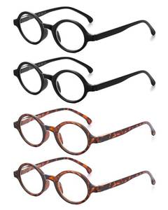 lot 18392 image: JM Round Reading Glasses Men Women Spring Hinge 4 Pairs